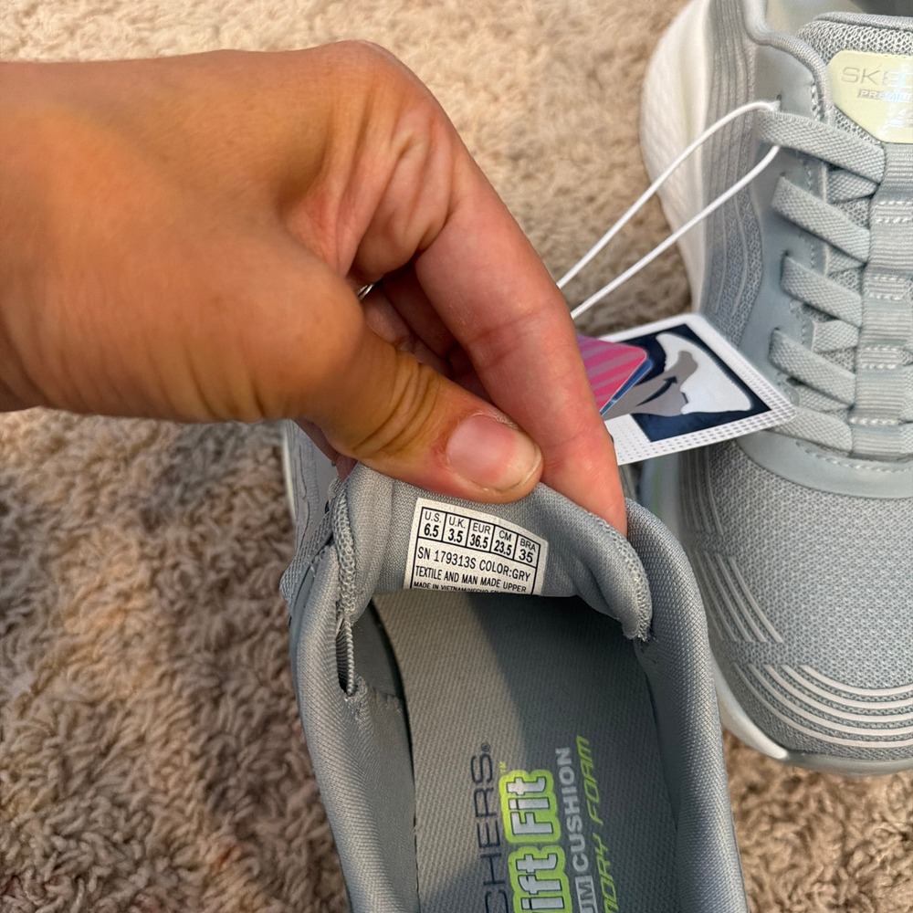 Skechers Hands Free Swift Fit Gray Lime Memory Foam Sneakers 179313S Womens 6.5 - Picture 7 of 7